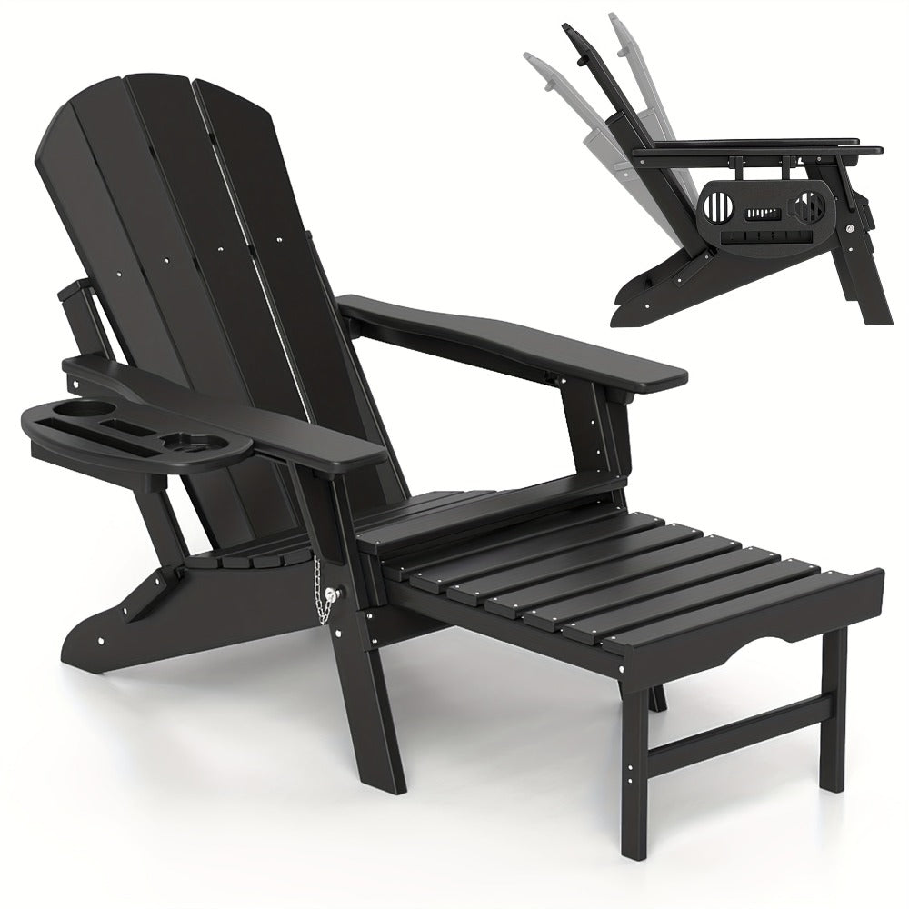 HDPE Adirondack Chair with Weather-Resistant Finish and Adjustable Backrest for Patio