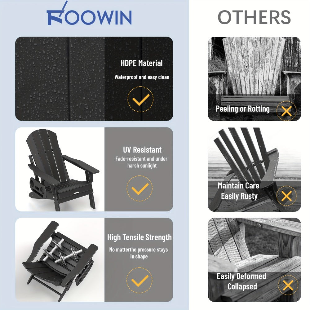 HDPE Adirondack Chair with Weather-Resistant Finish and Adjustable Backrest for Patio