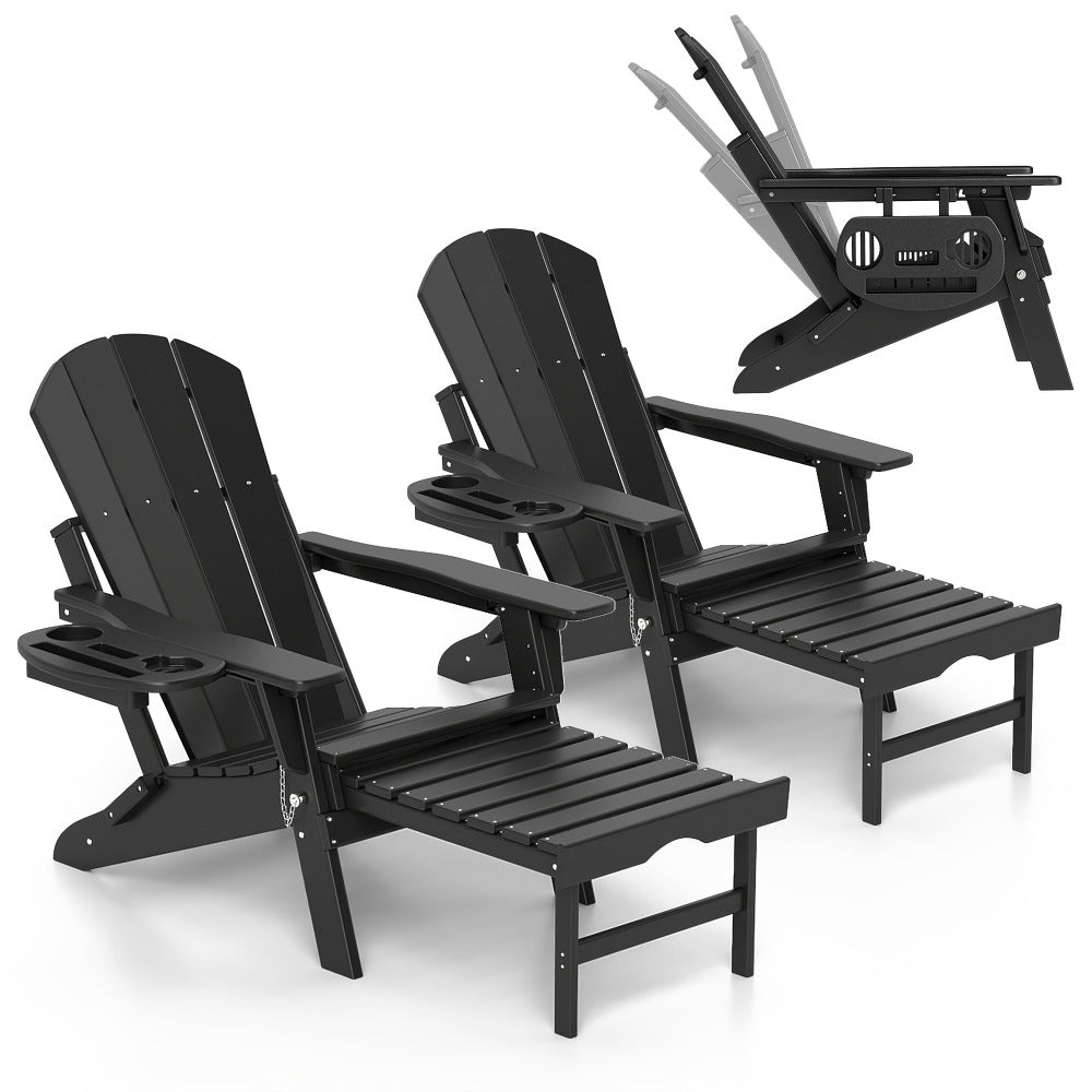 HDPE Adirondack Chair with Weather-Resistant Finish and Adjustable Backrest for Patio