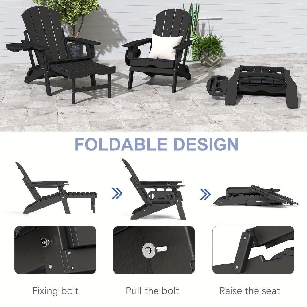 HDPE Adirondack Chair with Weather-Resistant Finish and Adjustable Backrest for Patio