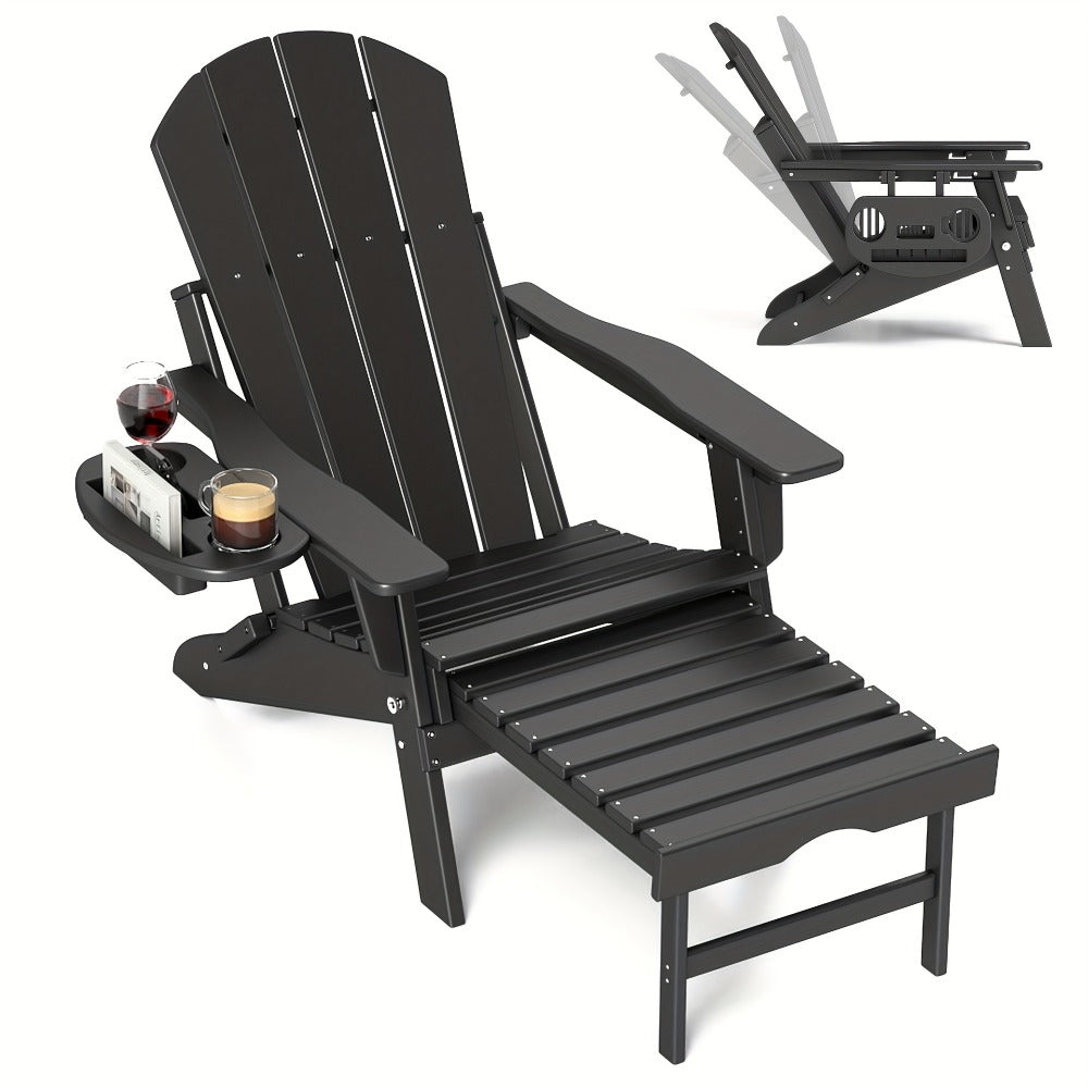 HDPE Adirondack Chair with Weather-Resistant Finish and Adjustable Backrest for Patio