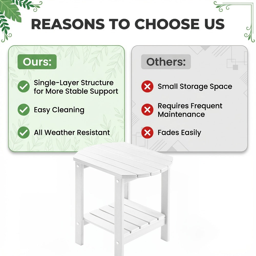 Outdoor Side Table Oval HDPE Design with Detachable Base and Five Color Choices for Flexible Placement