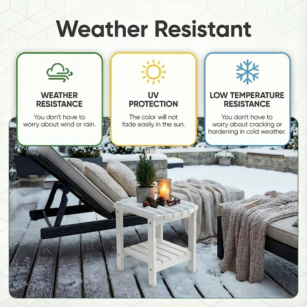 Outdoor Side Table Oval HDPE Design with Detachable Base and Five Color Choices for Flexible Placement