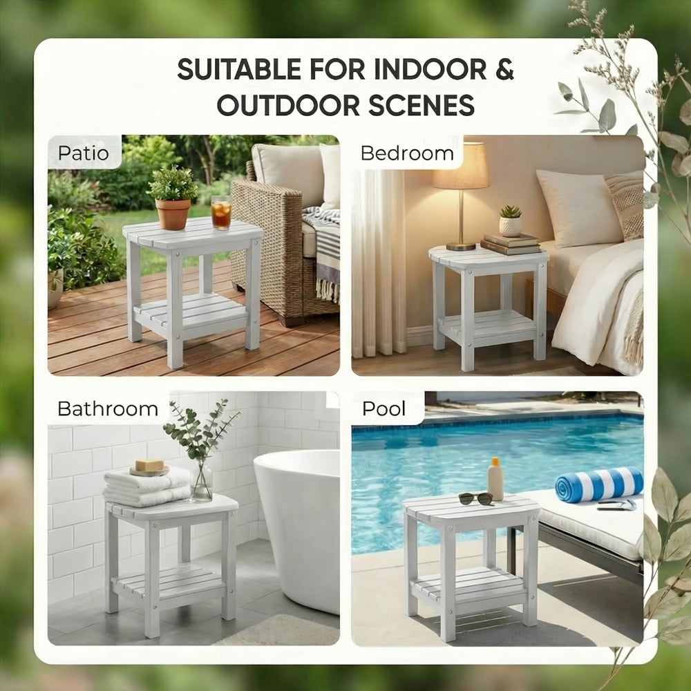 Outdoor Side Table Oval HDPE Design with Detachable Base and Five Color Choices for Flexible Placement