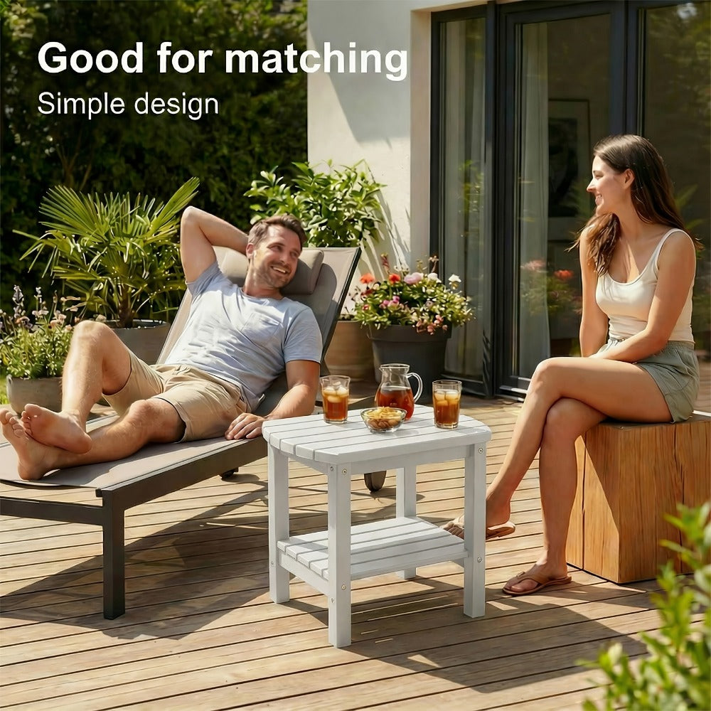 Outdoor Side Table Oval HDPE Design with Detachable Base and Five Color Choices for Flexible Placement