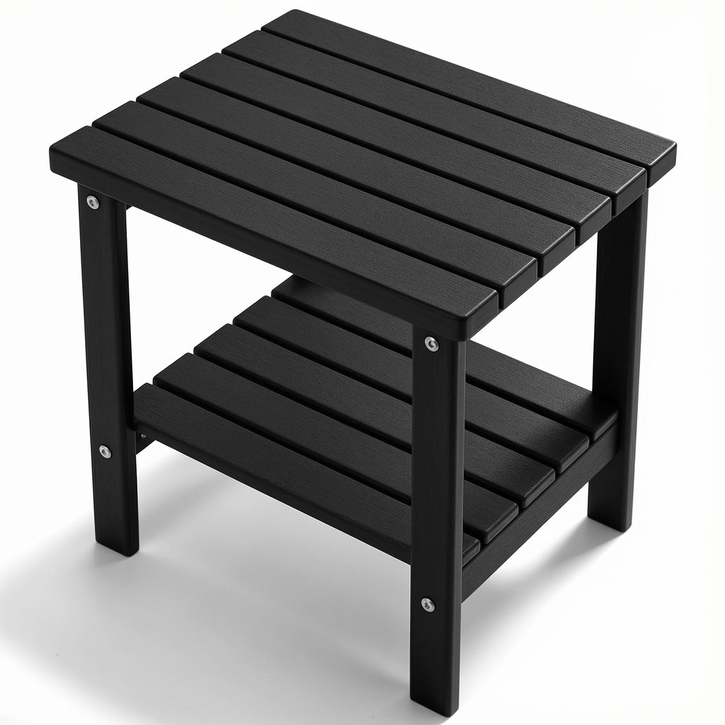 HDPE Outdoor Side Table with Weather-Resistant Finish, Outdoor Accent Table for Patio