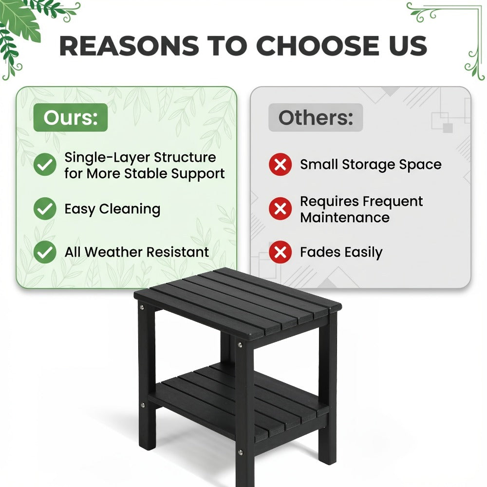 HDPE Outdoor Side Table with Weather-Resistant Finish, Outdoor Accent Table for Patio