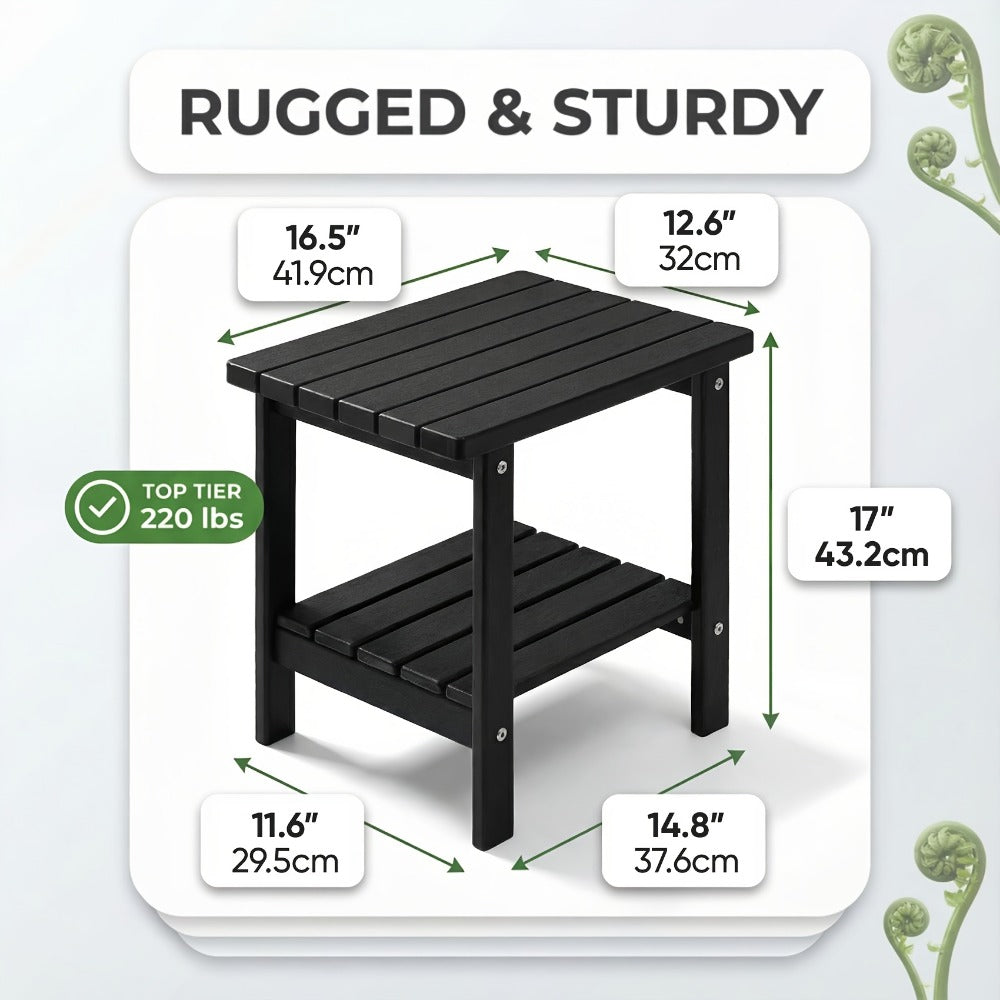 HDPE Outdoor Side Table with Weather-Resistant Finish, Outdoor Accent Table for Patio