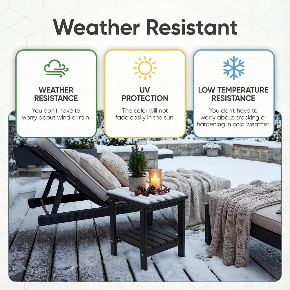HDPE Outdoor Side Table with Weather-Resistant Finish, Outdoor Accent Table for Patio