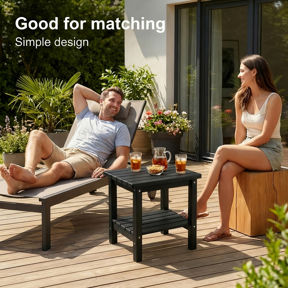HDPE Outdoor Side Table with Weather-Resistant Finish, Outdoor Accent Table for Patio
