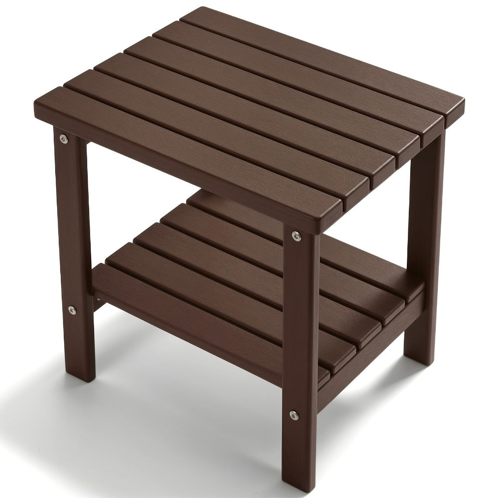 HDPE Outdoor Side Table with Weather-Resistant Finish, Outdoor Accent Table for Patio