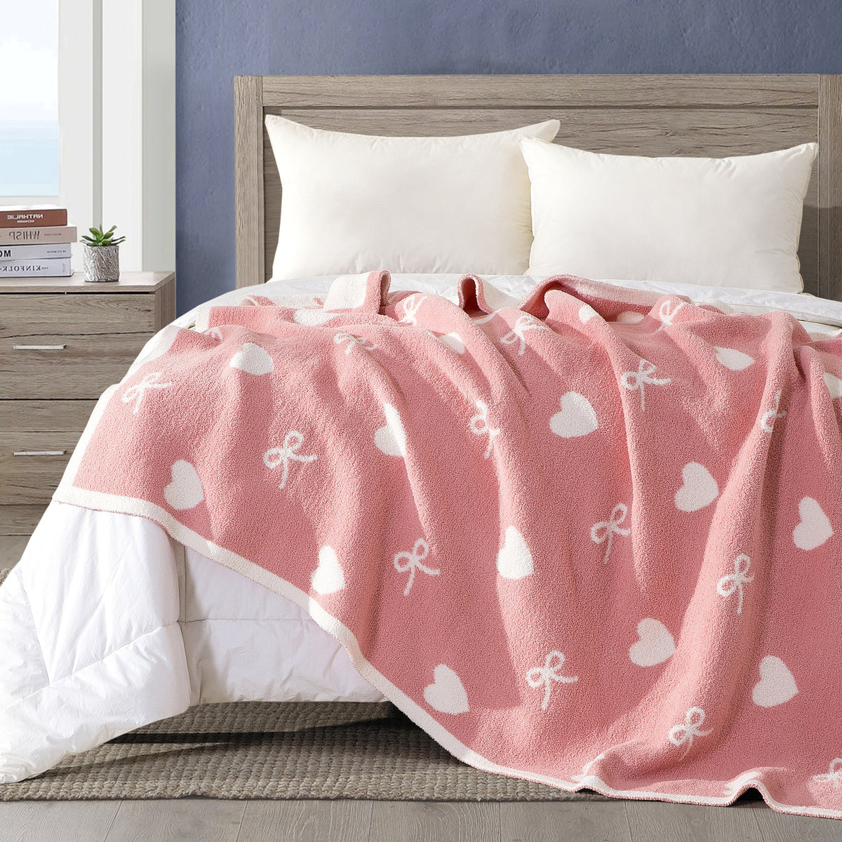 Elegant Comfort 50" x 70"  Ultra Soft Checkered Knitted Throw Blanket