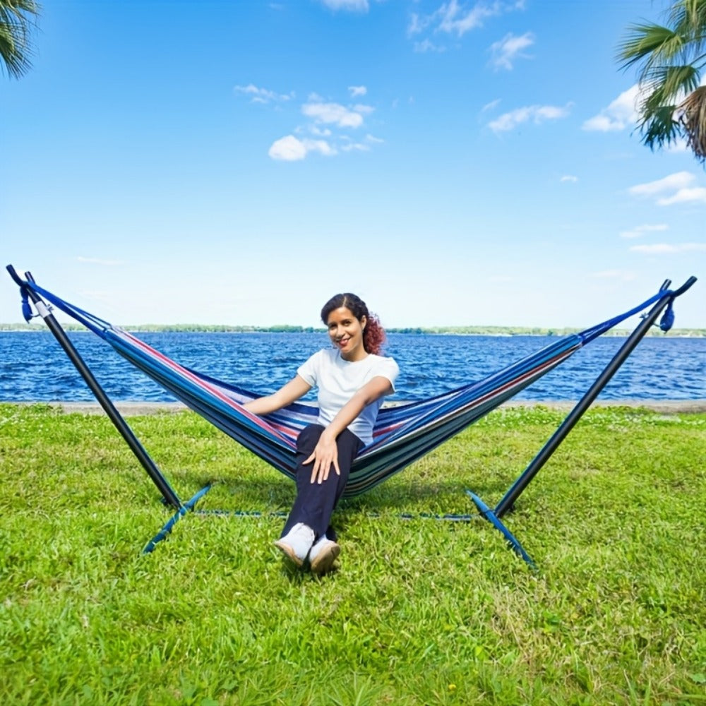 Heavy-Duty Metal Hammock Stand for Comfortable Outdoor Seating