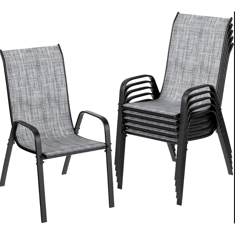Heavy-Duty Patio Dining Chair with Armrests and Stackable Design