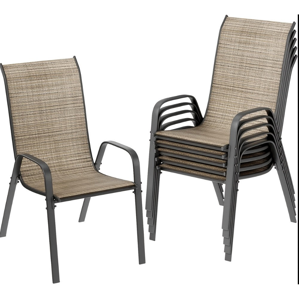 Heavy-Duty Patio Dining Chair with Armrests and Stackable Design
