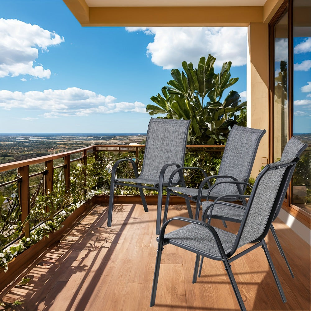 Heavy-Duty Patio Dining Chair with Armrests and Stackable Design