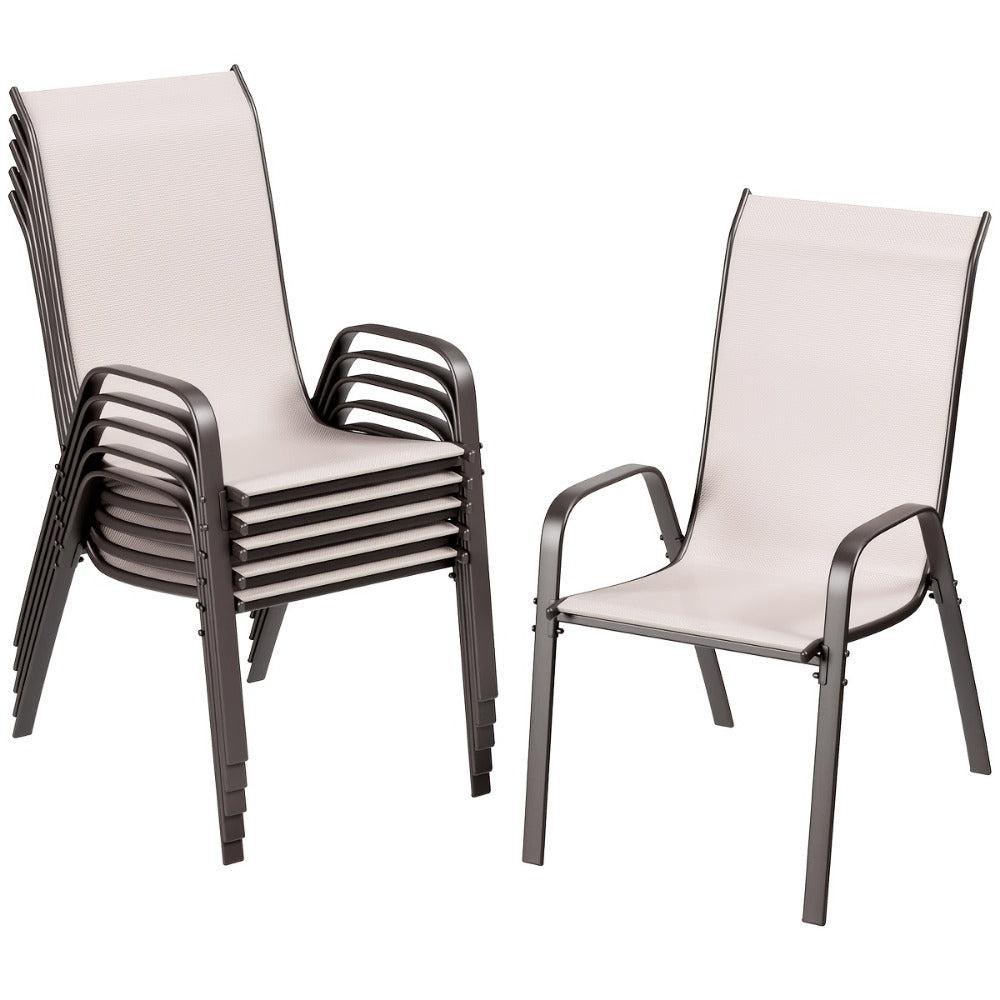 Heavy-Duty Patio Dining Chair with Armrests and Stackable Design