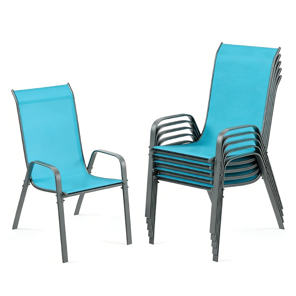 Heavy-Duty Patio Dining Chair with Armrests and Stackable Design