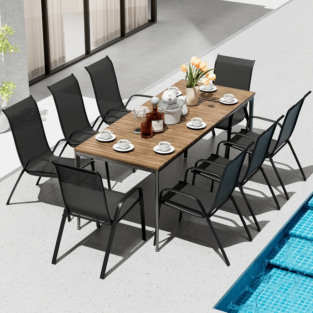 Heavy-Duty Patio Dining Chair with Armrests and Stackable Design