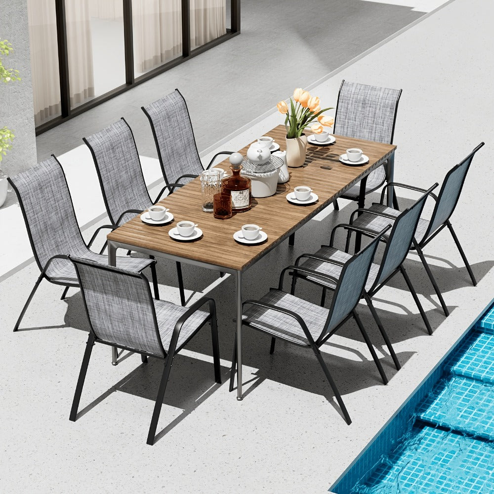 Heavy-Duty Patio Dining Chair with Armrests and Stackable Design