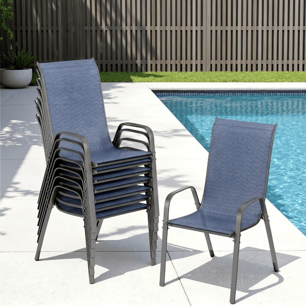 Heavy-Duty Patio Dining Chair with Armrests and Stackable Design