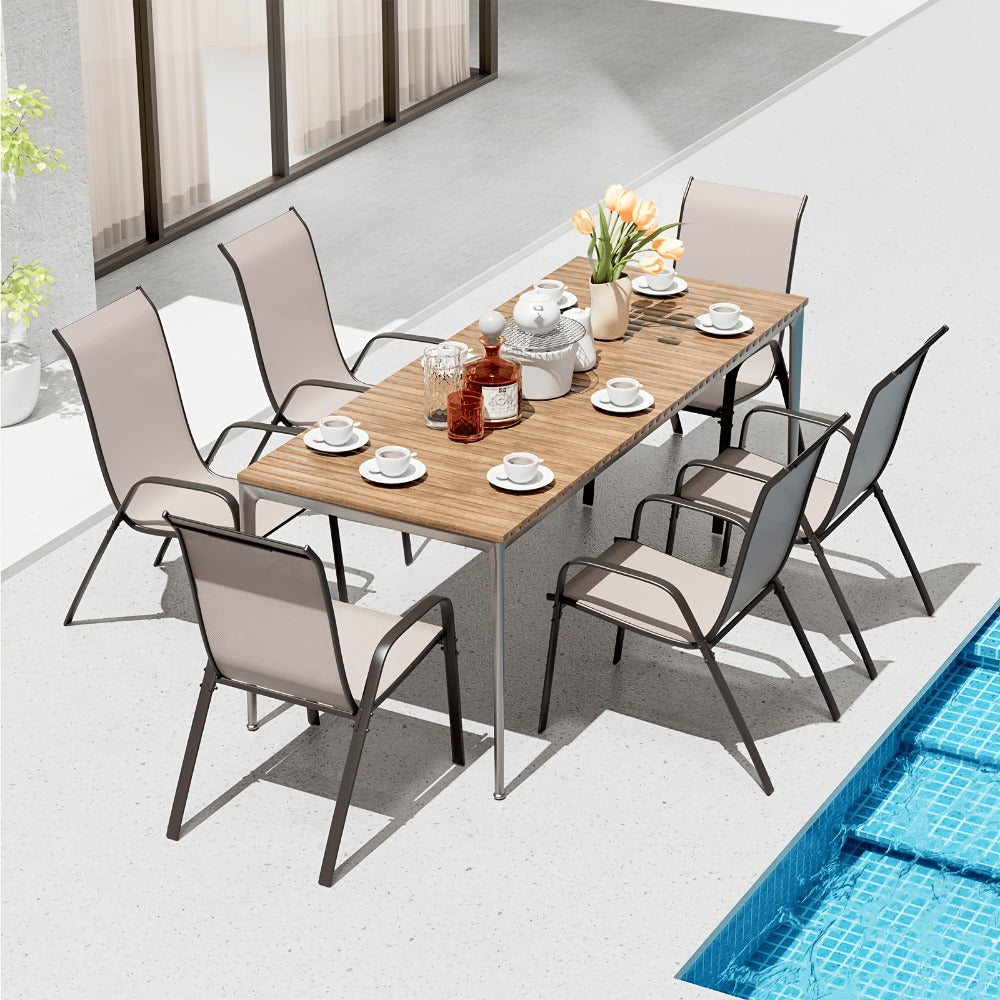 Heavy-Duty Patio Dining Chair with Armrests and Stackable Design