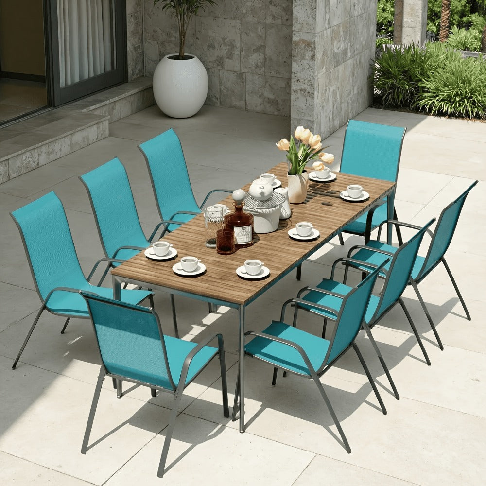 Heavy-Duty Patio Dining Chair with Armrests and Stackable Design