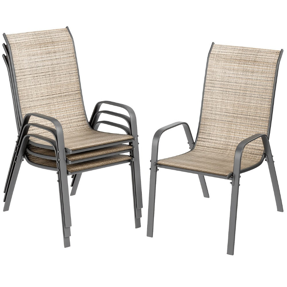 Heavy-Duty Patio Dining Chair with Armrests and Stackable Design