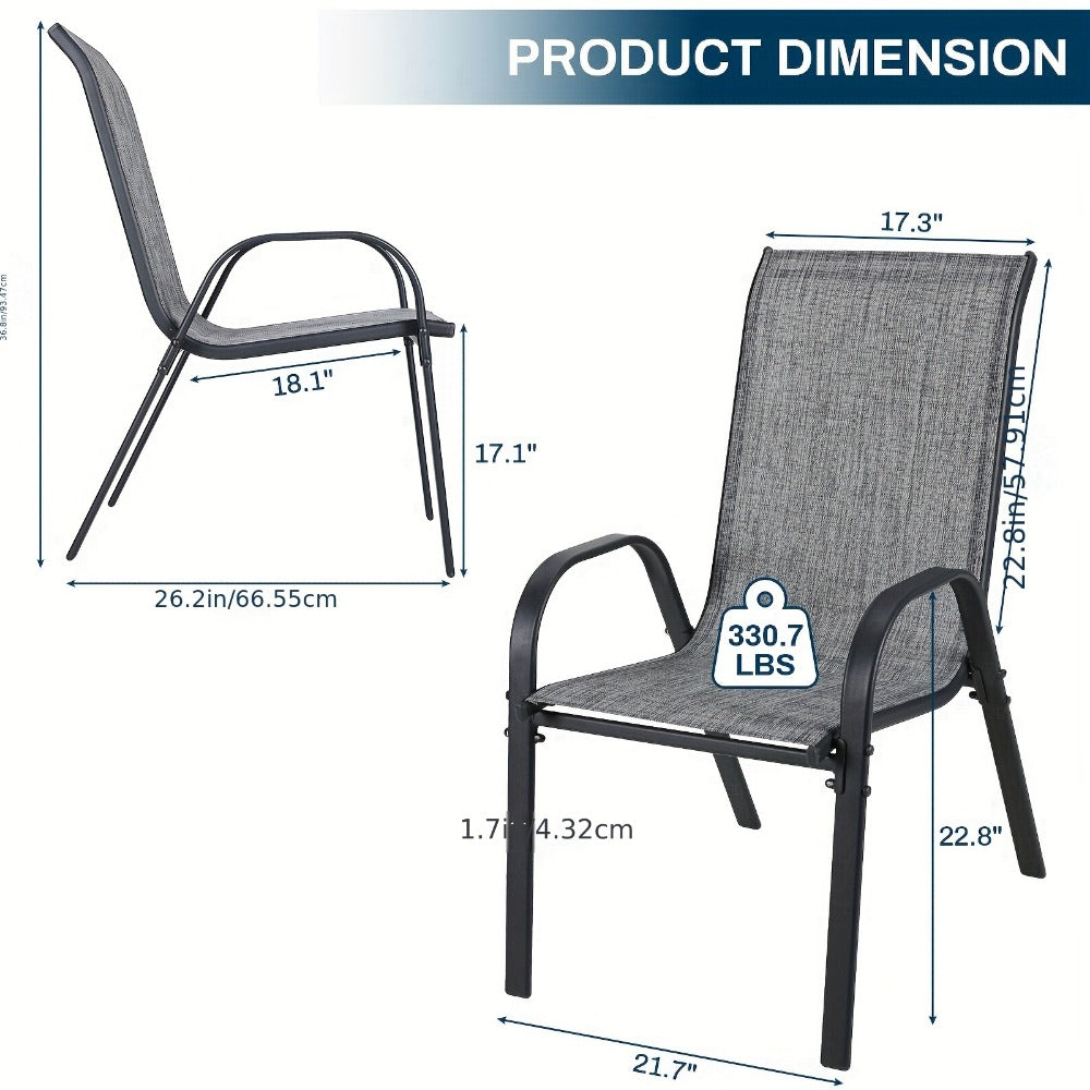 Heavy-Duty Patio Dining Chair with Armrests and Stackable Design
