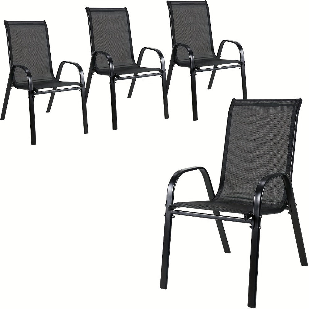 Heavy-Duty Patio Dining Chair with Armrests and Stackable Design