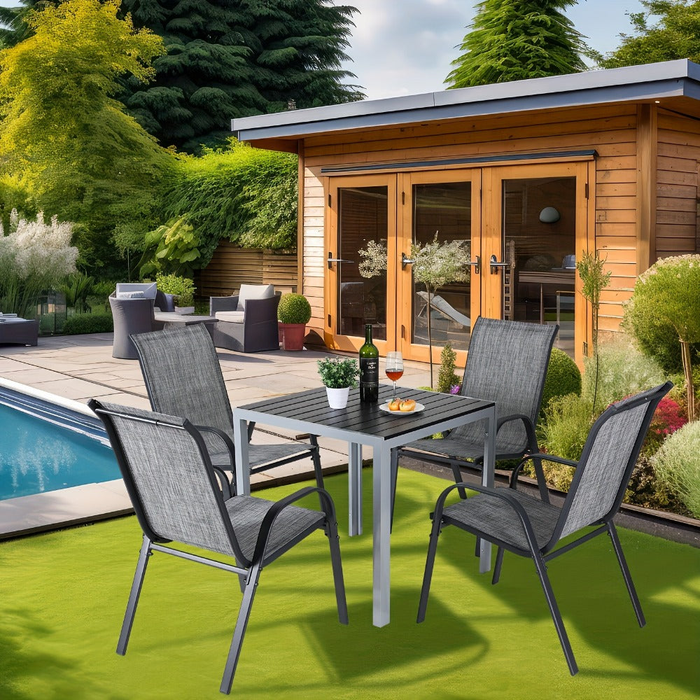 Heavy-Duty Patio Dining Chair with Armrests and Stackable Design