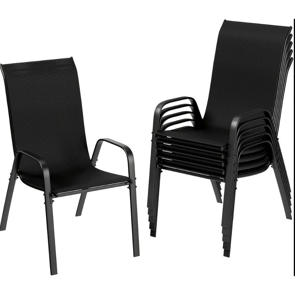 Heavy-Duty Patio Dining Chair with Armrests and Stackable Design
