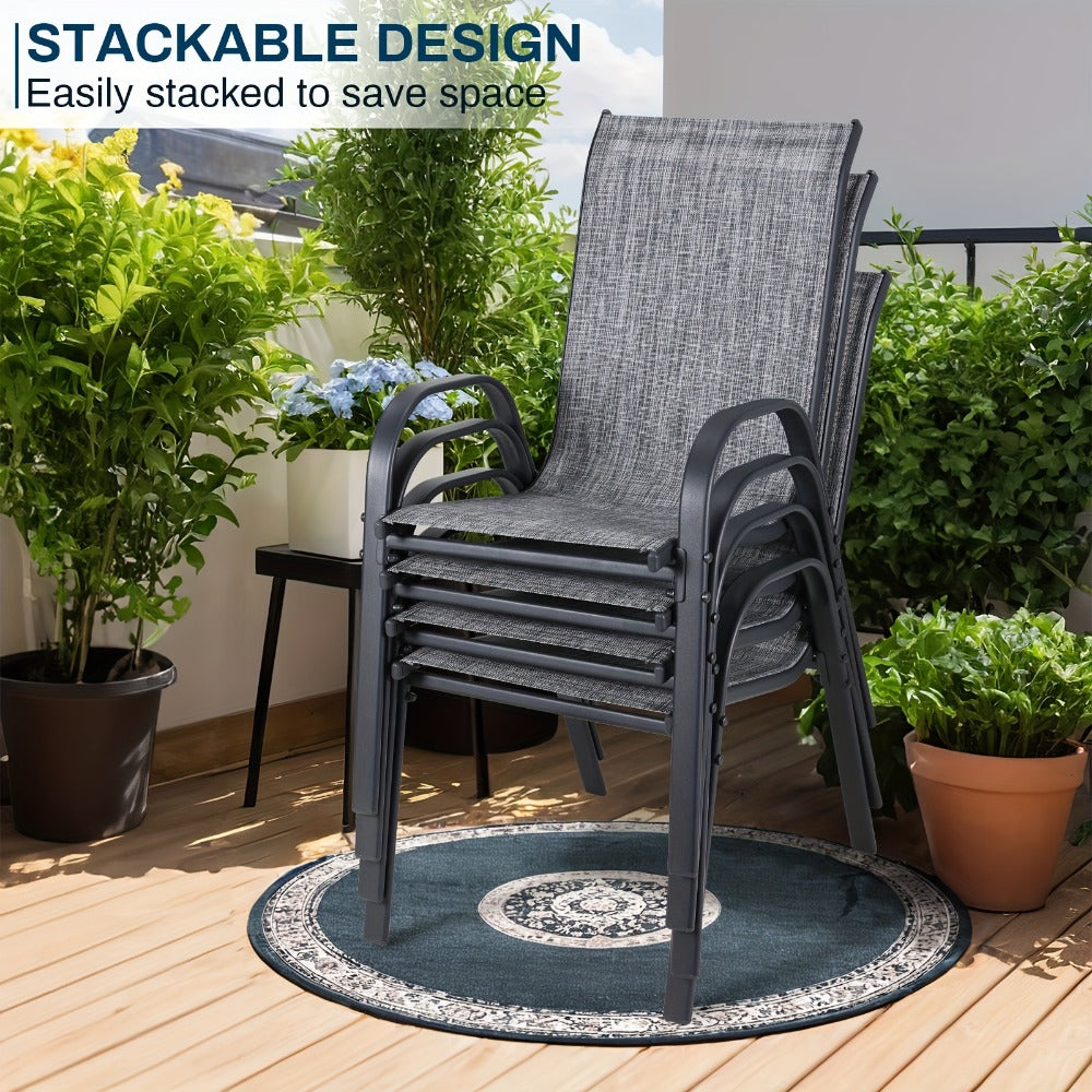 Heavy-Duty Patio Dining Chair with Armrests and Stackable Design