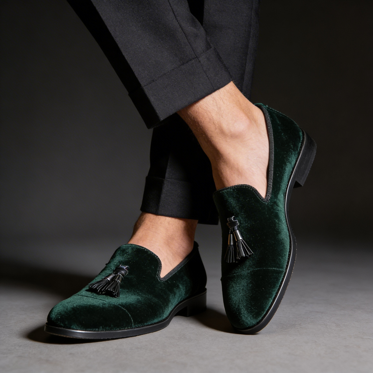 Sandro | Klassische Samt-Slipper mit Quasten