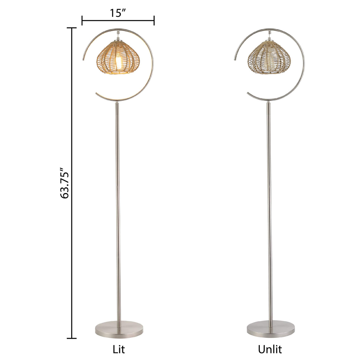 River of Goods Floor lamp with Rattan shade