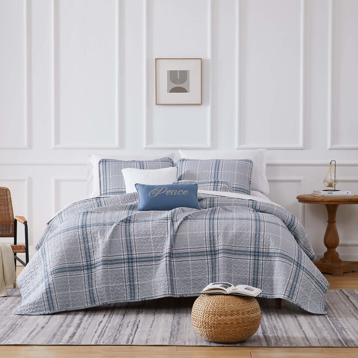 Southshore Fine Linens Vilano Plaid 6PC Quilt Set