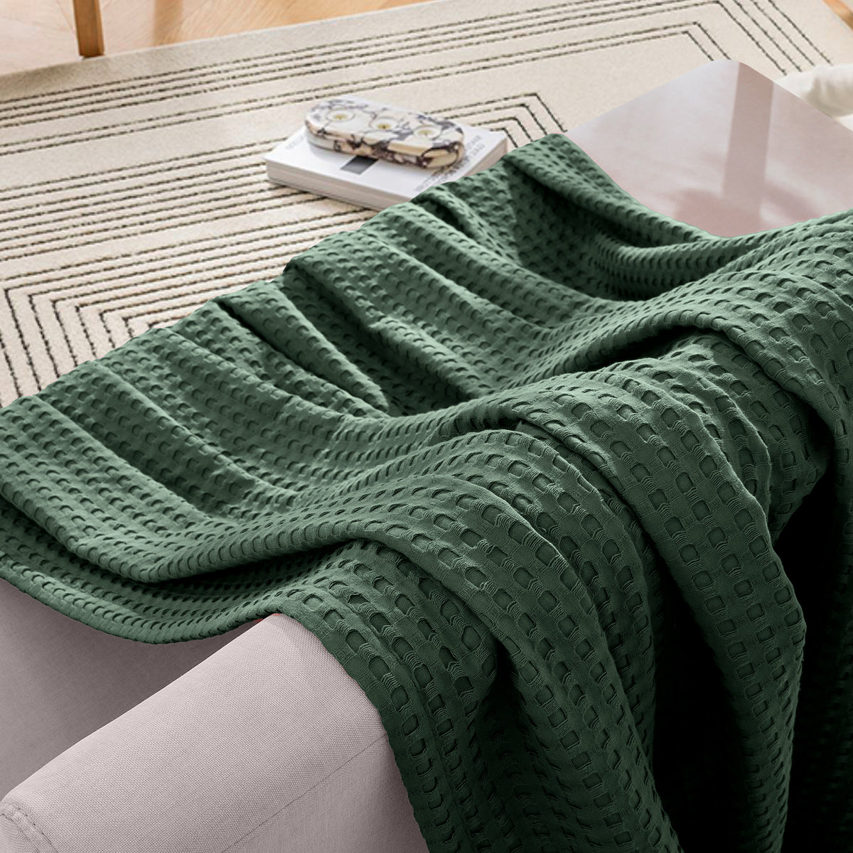 Elegant Comfort Cotton Waffle Blanket