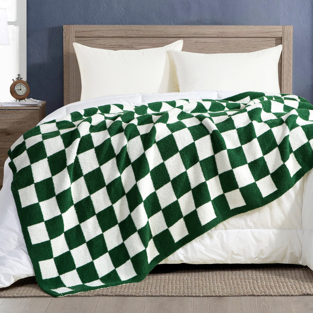 Elegant Comfort 50" x 70"  Ultra Soft Checkered Knitted Throw Blanket