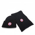 Canada Goose Black Ribbed Knit Beanie & Scarf Set