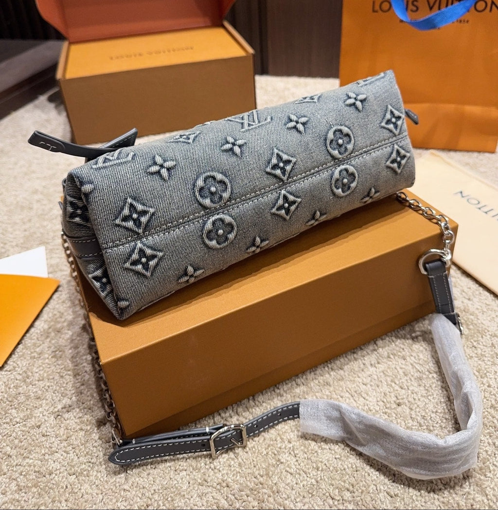 Louis Vuitton Monogram Denim Shoulder Bag – Grey