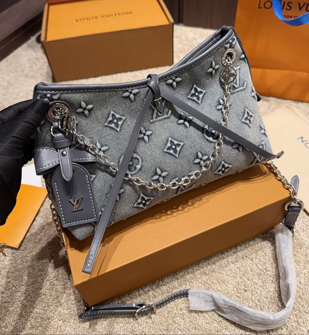 Louis Vuitton Monogram Denim Shoulder Bag – Grey