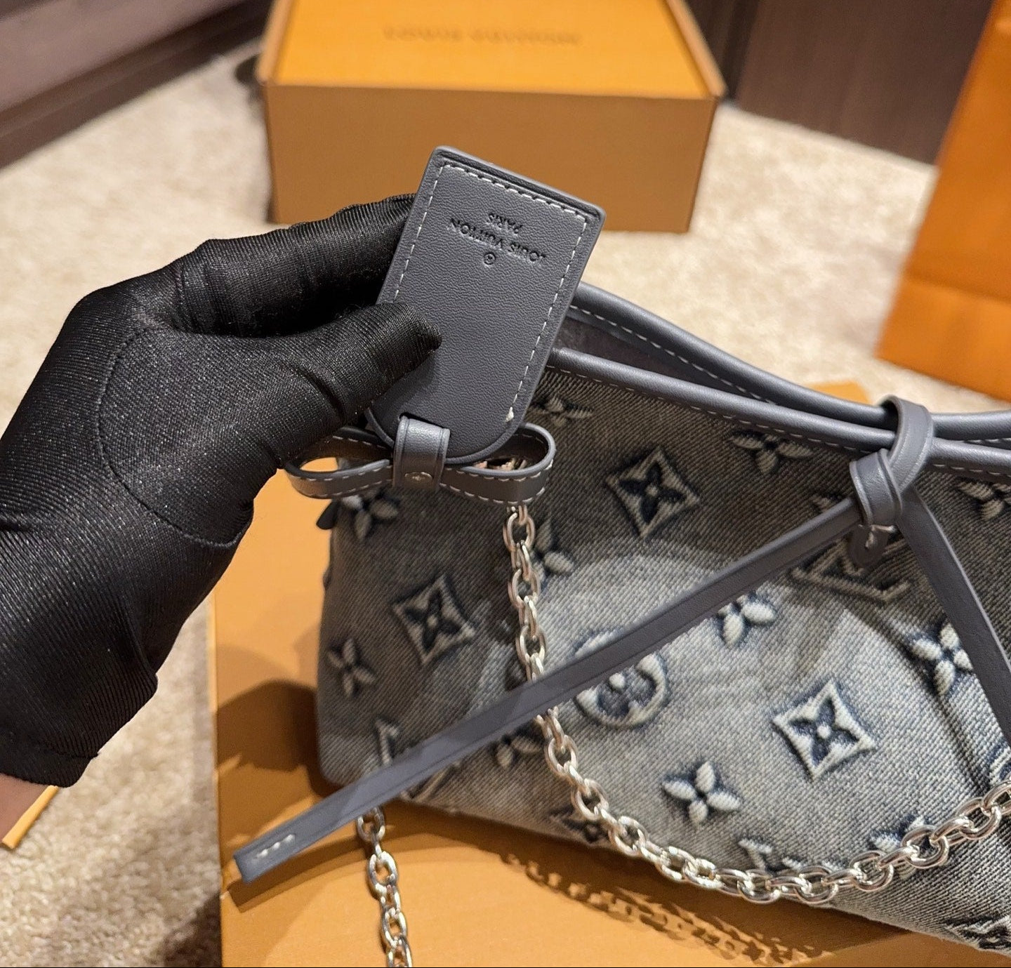 Louis Vuitton Monogram Denim Shoulder Bag – Grey
