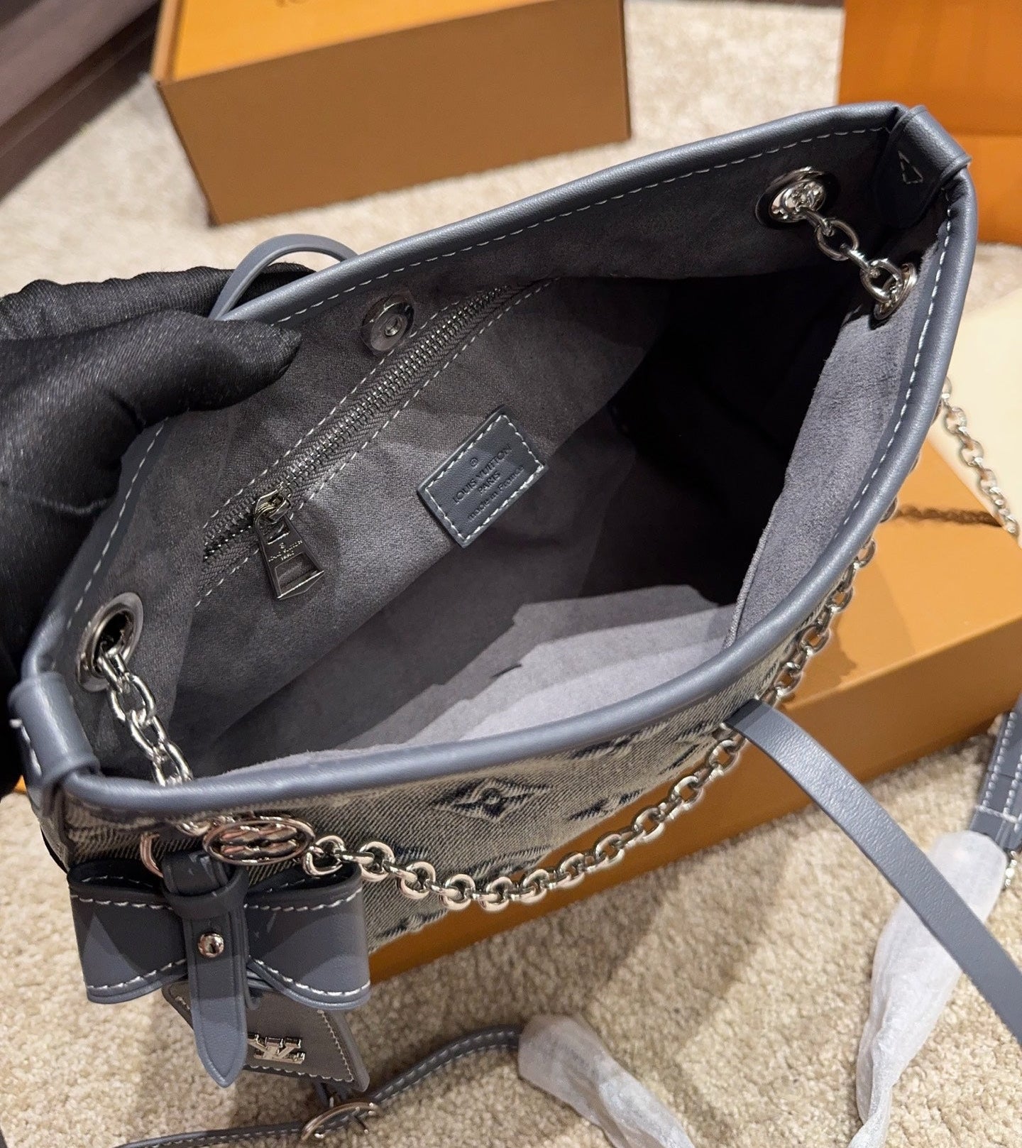 Louis Vuitton Monogram Denim Shoulder Bag – Grey