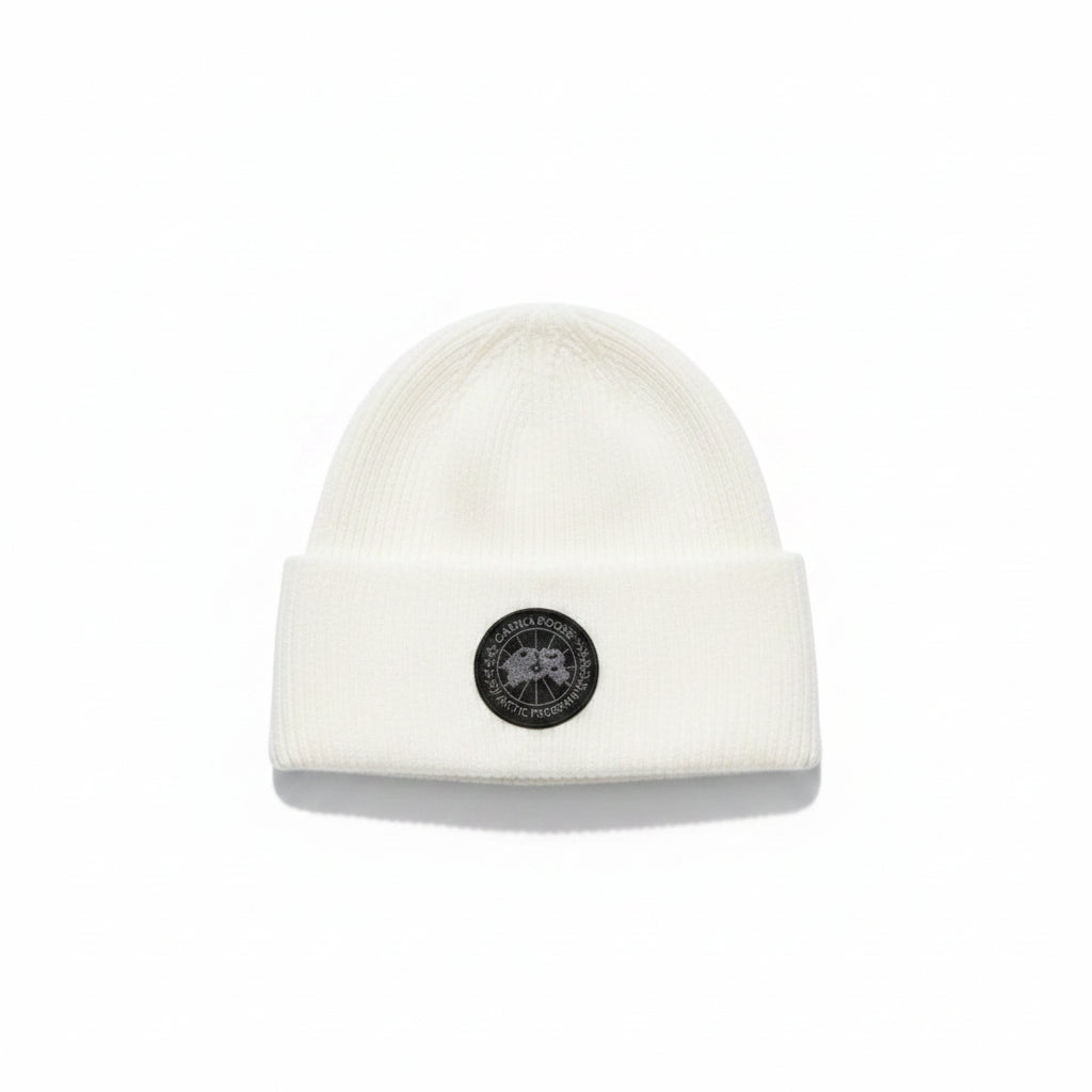 Canada Goose White Knit Beanie