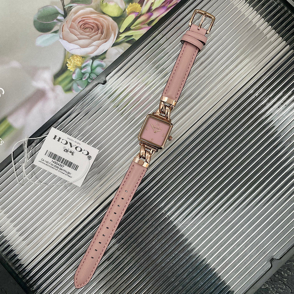 Coach Cass Ladies Watch – Rose Gold Blush Pink Chain Leather Strap