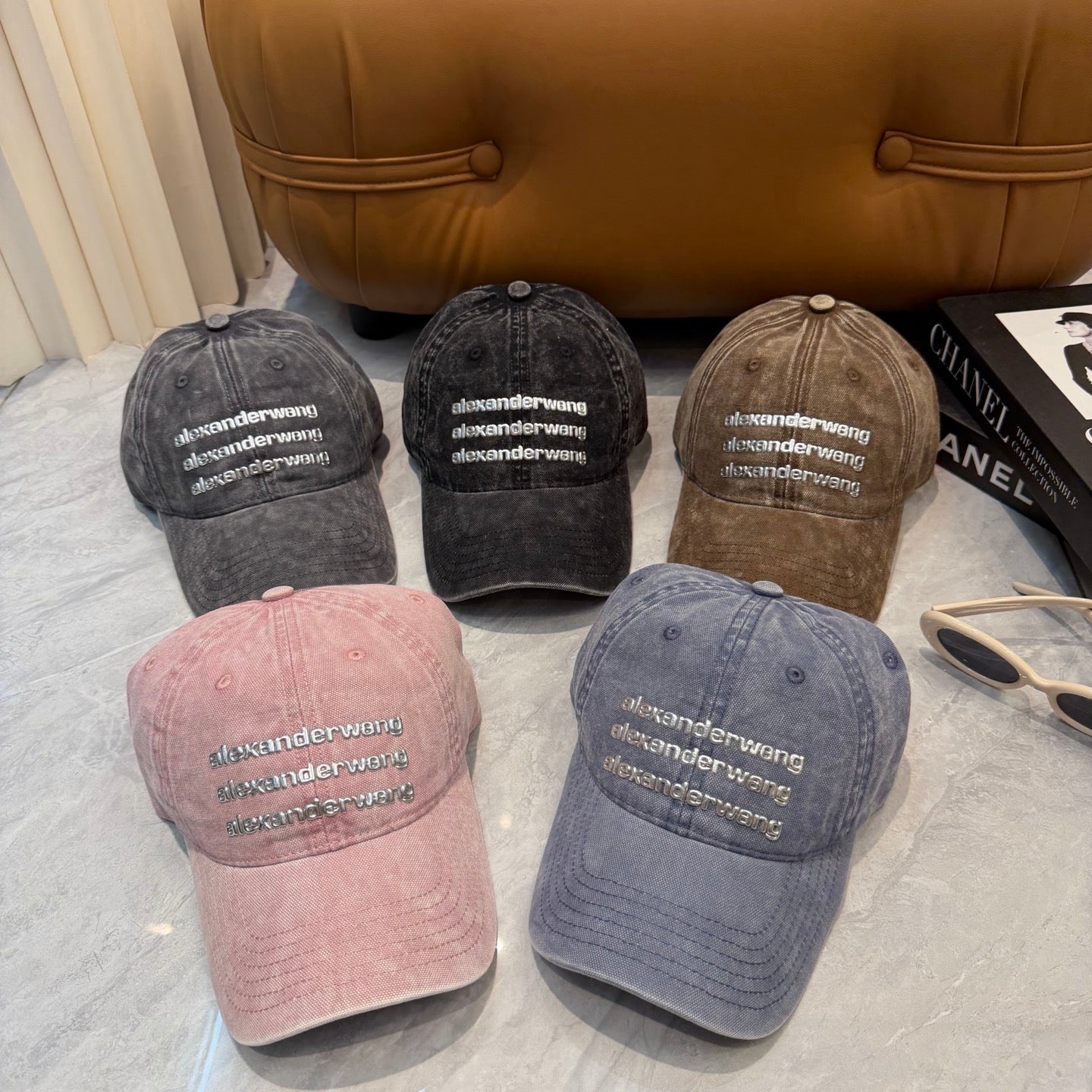 Alexander Wang Triple Logo Washed Baseball Cap