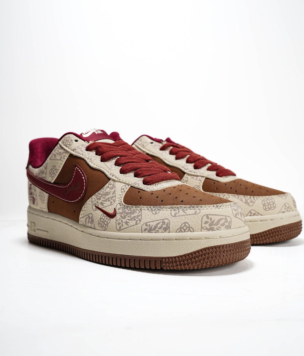 Nike Air Force 1 Low Year of the Horse – Cream Tan Burgundy Chinese New Year