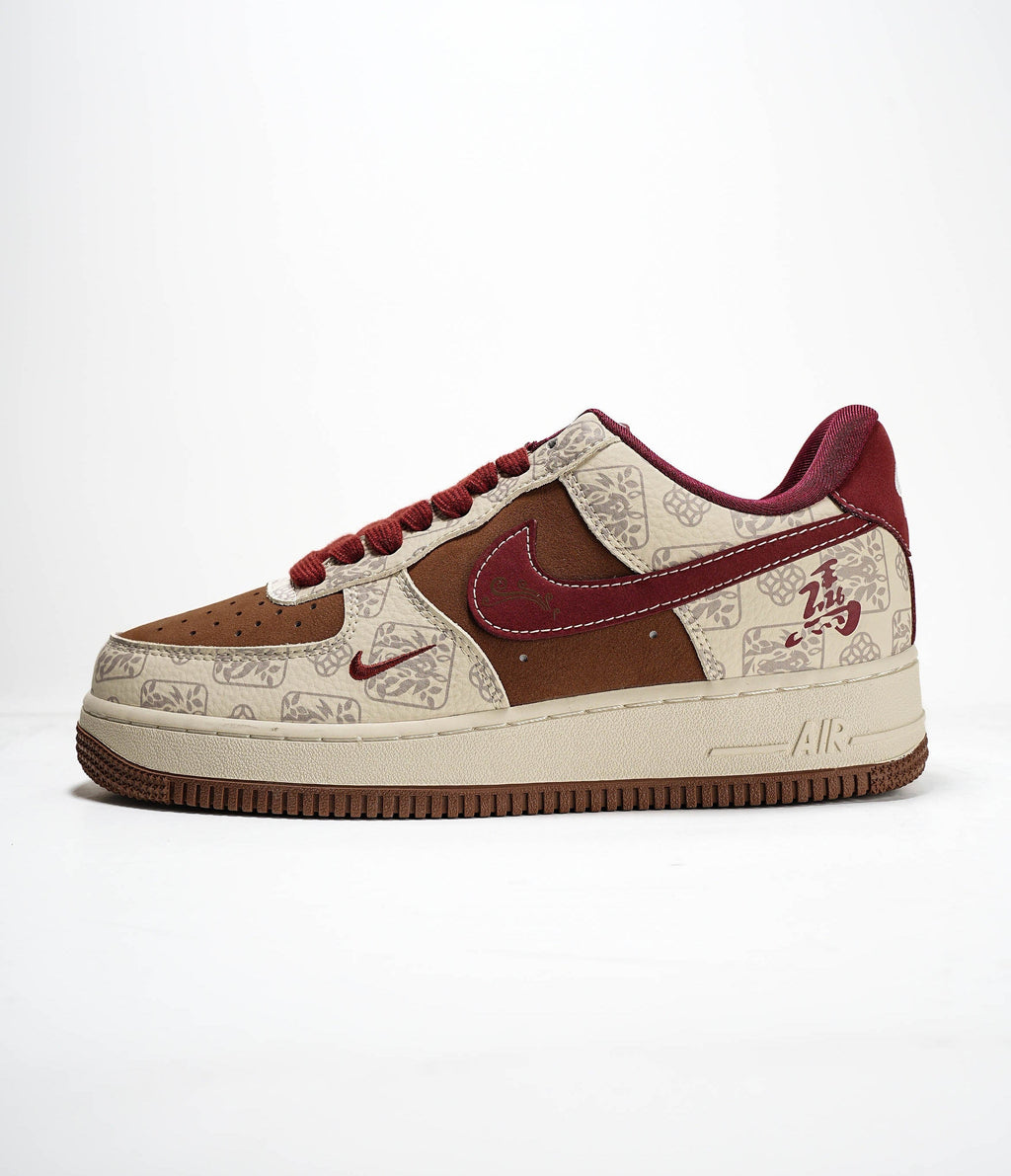 Nike Air Force 1 Low Year of the Horse – Cream Tan Burgundy Chinese New Year