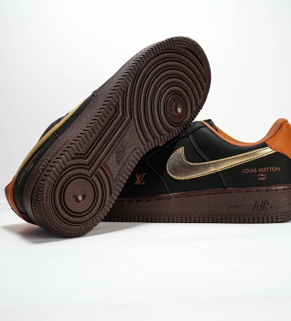 Louis Vuitton x Nike Air Force 1 by Virgil Abloh – Black Orange Gold