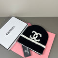 Chanel CC Logo Ribbed Knit Beanie